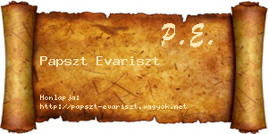 Papszt Evariszt névjegykártya